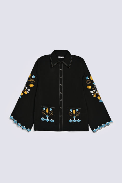 EMBROIDERED BUTTON DOWN TOP