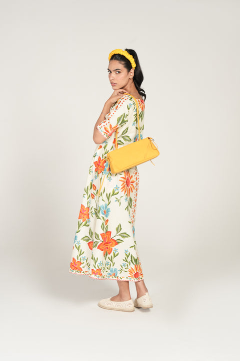 PRINTED PANELED DRESS