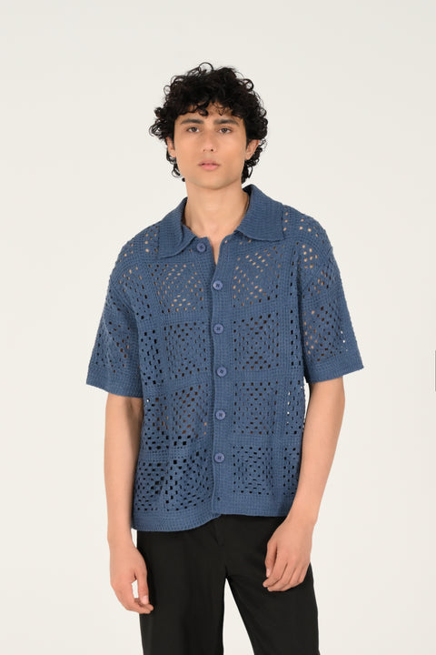 BAGGY FIT BUTTON DOWN KNITTED POLO
