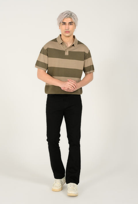 KNITTED STRIPED POLO