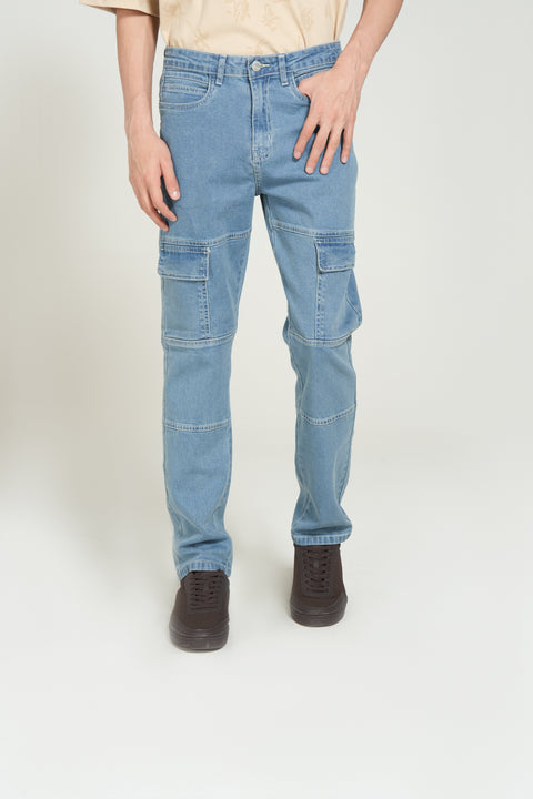SLIM RELAXED FIT CARGO DENIM