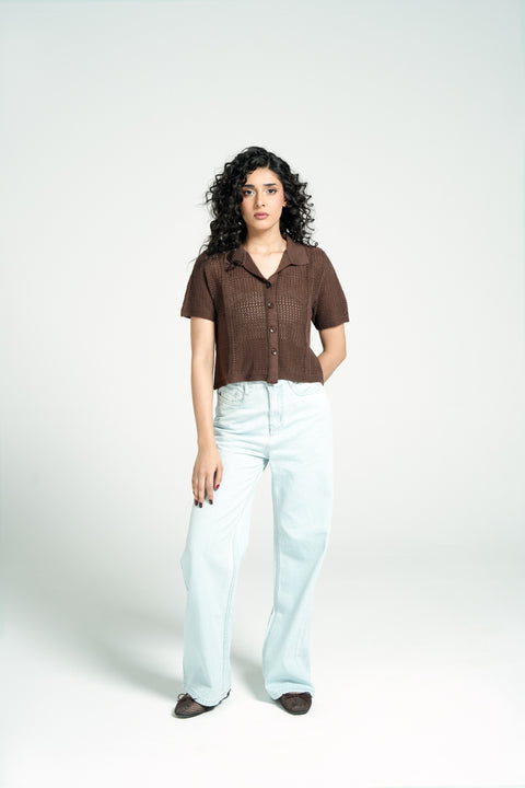 CROCHET KNIT BUTTON DOWN TOP