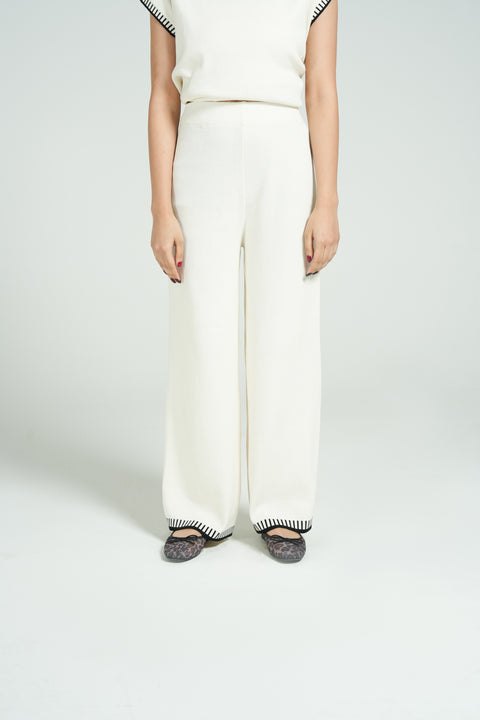 CONTRAST KNIT TROUSER