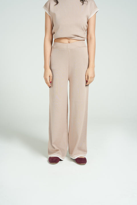 CONTRAST KNIT TROUSER