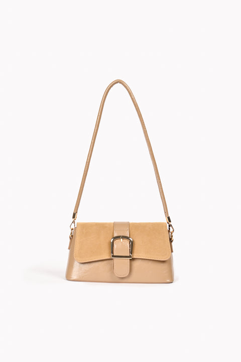 SUEDE FLAP SHOULDER BAG