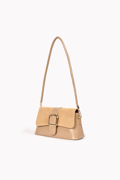 SUEDE FLAP SHOULDER BAG