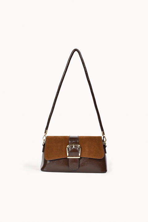 SUEDE FLAP SHOULDER BAG