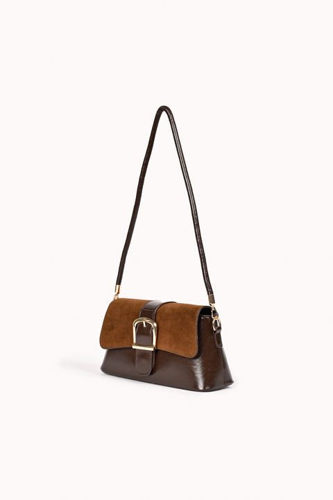 SUEDE FLAP SHOULDER BAG