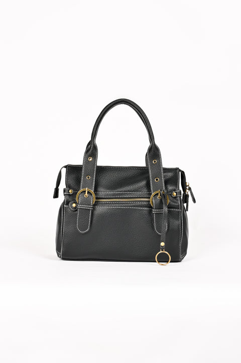 TEXTURED BUCKLE HAND BAG