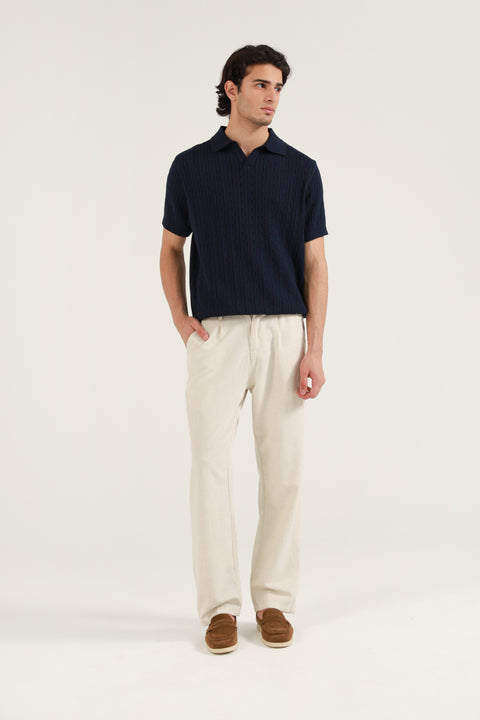 JOHNNY COLLAR TEXTURED KNITTED POLO