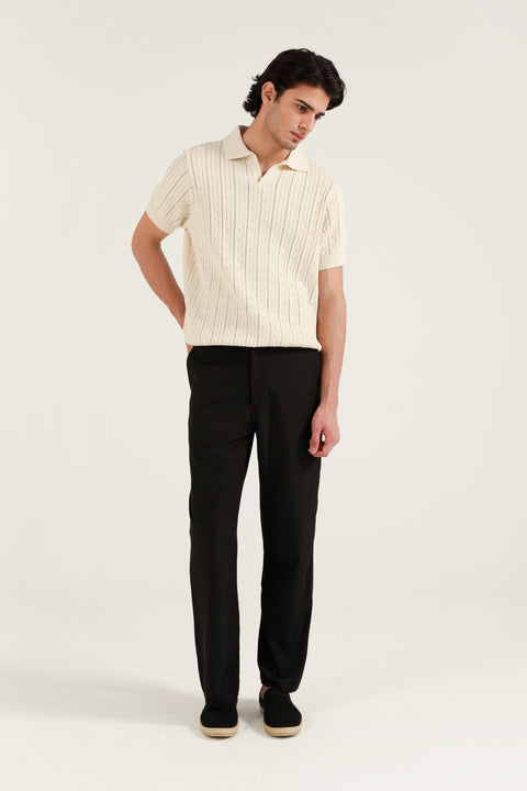 JOHNNY COLLAR TEXTURED KNITTED POLO