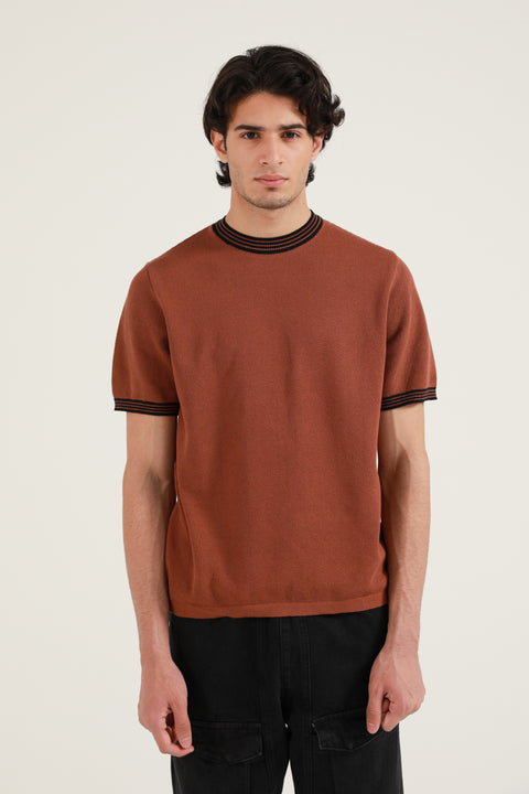 TEXTURED RINGER KNITTED TEE