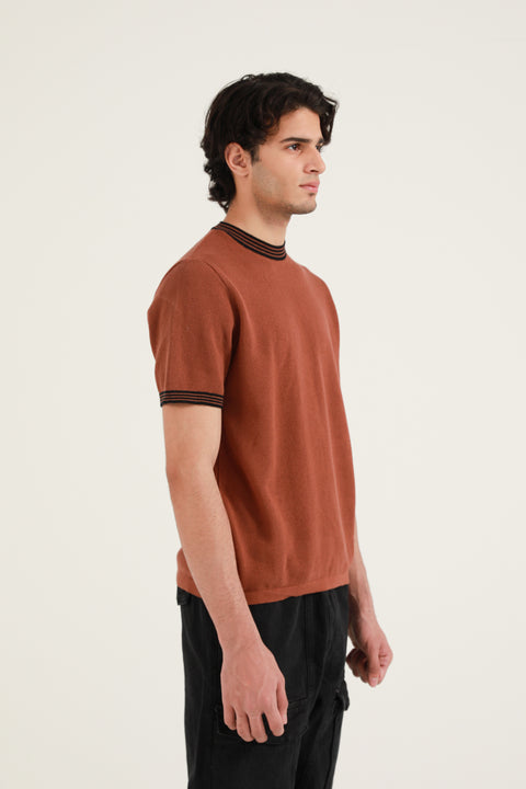 TEXTURED RINGER KNITTED TEE
