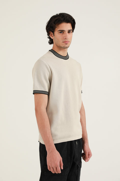TEXTURED RINGER KNITTED TEE