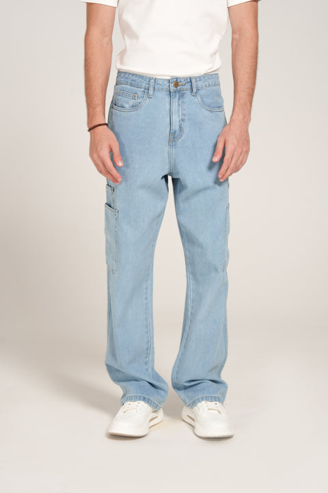 WIDE LEG FIT CARGO DENIM