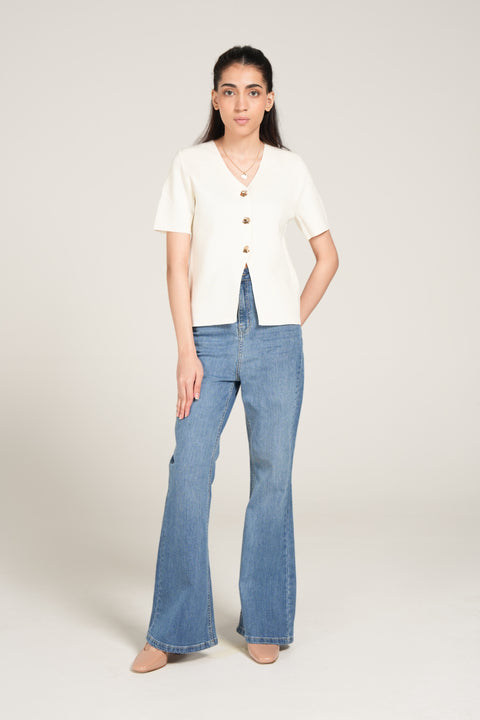 KNITTED BUTTON DOWN TOP