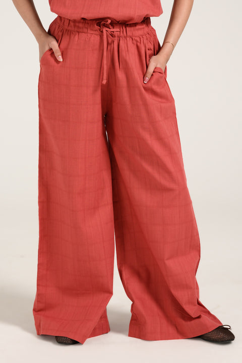 TEXTURED WIDE LEG TROUSERS