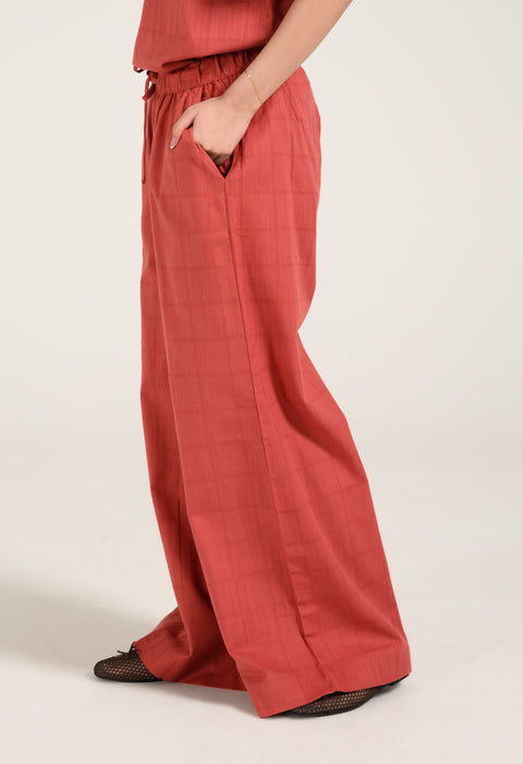 TEXTURED WIDE LEG TROUSERS