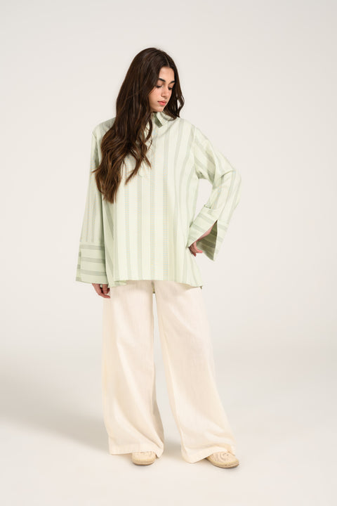 STRIPED HALF PLACKET TOP