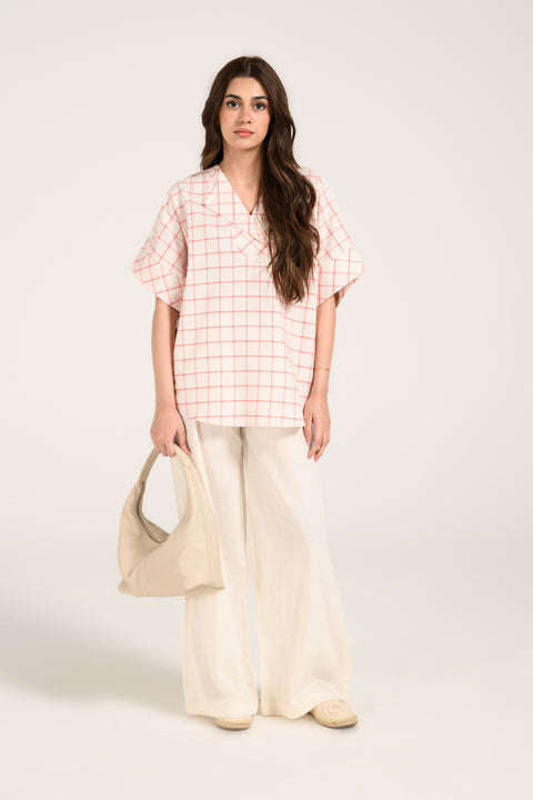 OVERSIZED CHECKERED KIMONO TOP