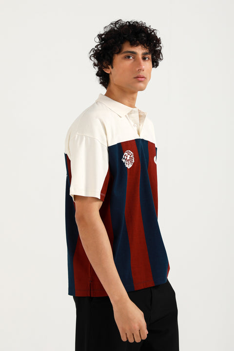 BAGGY FIT CONTRAST PANEL POLO