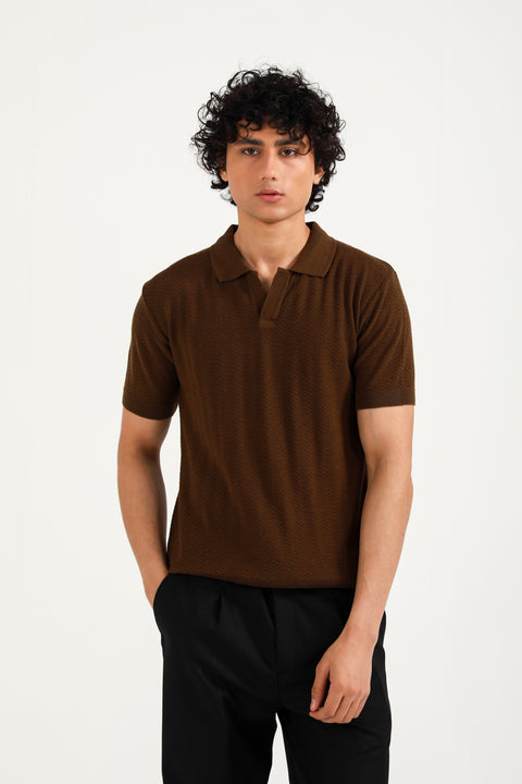 TEXTURED KNITTED POLO