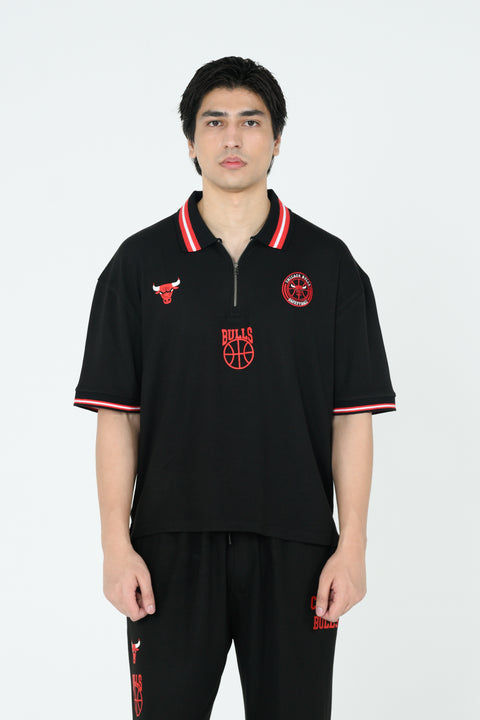 BOXY FIT ZIP PLACKET GRAPHIC POLO