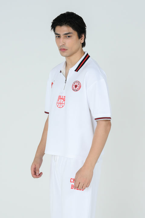 BOXY FIT ZIP PLACKET GRAPHIC POLO