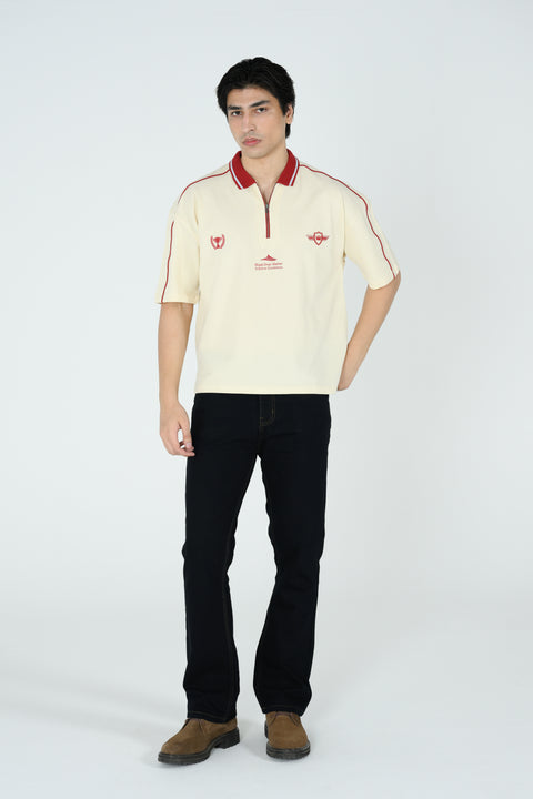 BOXY FIT ZIP PLACKET GRAPHIC POLO