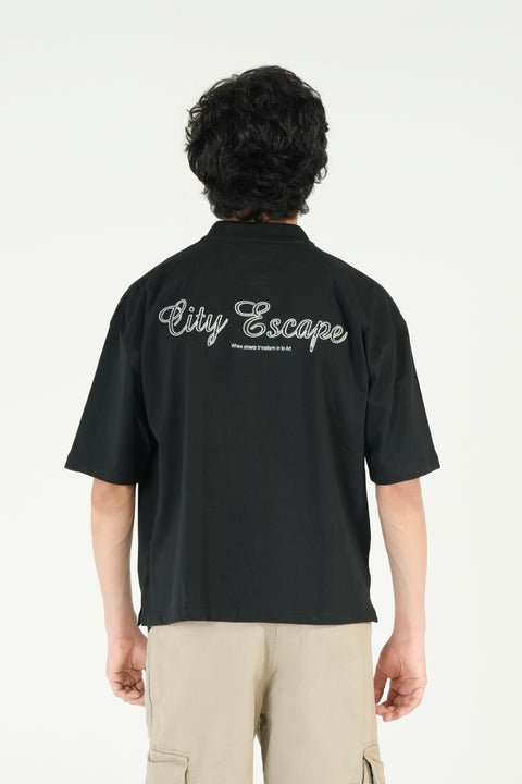 BOXY FIT ZIP EMBROIDERED POLO