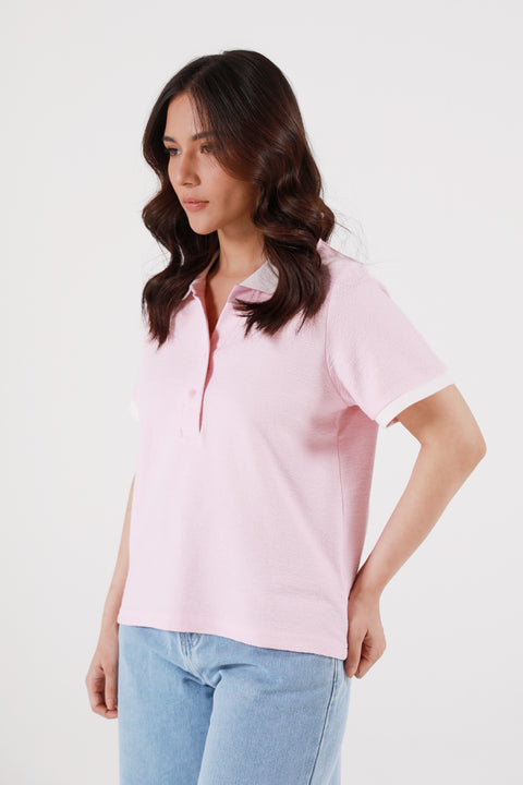 TEXTURED CONTRAST POLO SHIRT