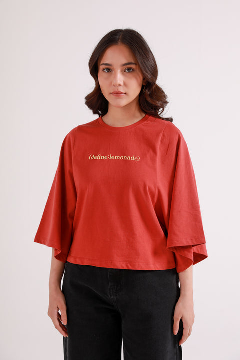GRAPHIC TEE WITH SLEEVE DETAIL
