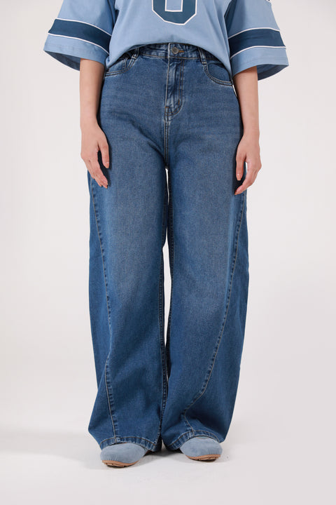WIDE LEG DENIM WITH PANEL DETAIL