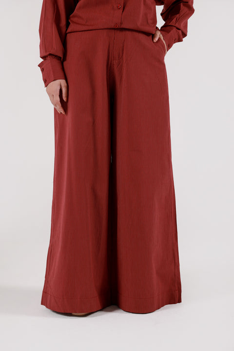 PINSTRIPE WIDE LEG TROUSER