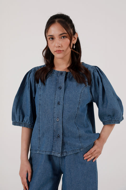 DENIM TOP WITH SLEEVE DETAIL
