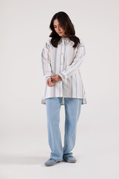 TEXTURED OVERSIZED BUTTON DOWN SHIRT