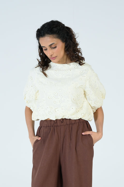 SCHIFFLI EMBROIDERED TOP