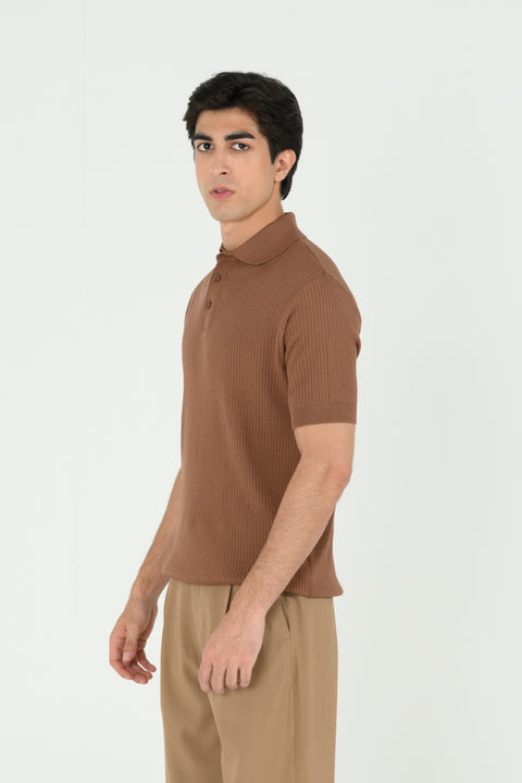 TEXTURED KNITTED POLO