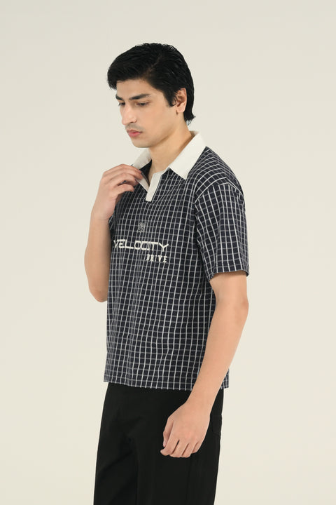 RELAXED FIT CONTRAST COLLAR PRINTED POLO
