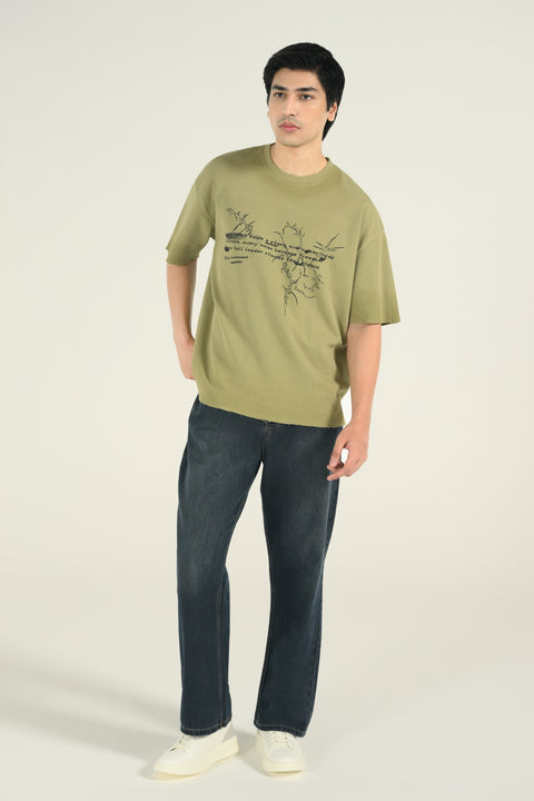 BAGGY FIT WASHED EFFECT GRAPHIC TEE