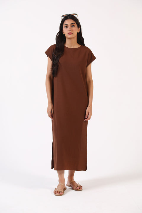 TEXTURED HAMMER SLEEVE DRESS