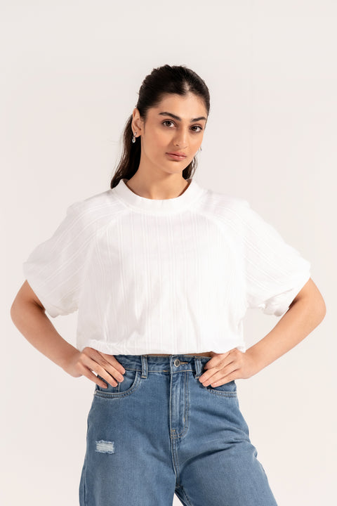 ALL OVER EMBROIDERED BALLOON TOP