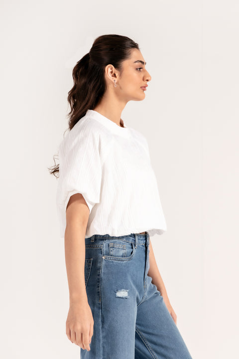 ALL OVER EMBROIDERED BALLOON TOP