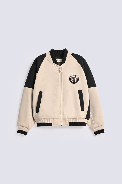BOYS CONTRAST PANEL VARSITY JACKET