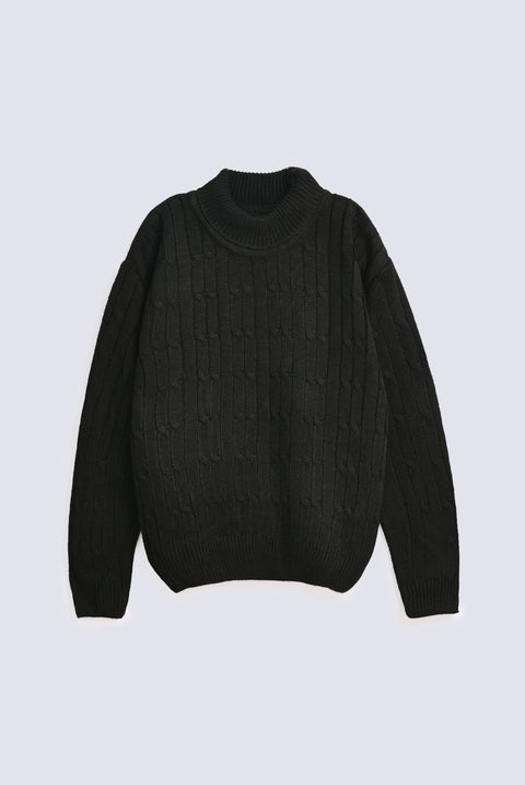 BOYS CABLE KNIT HIGH NECK SWEATER