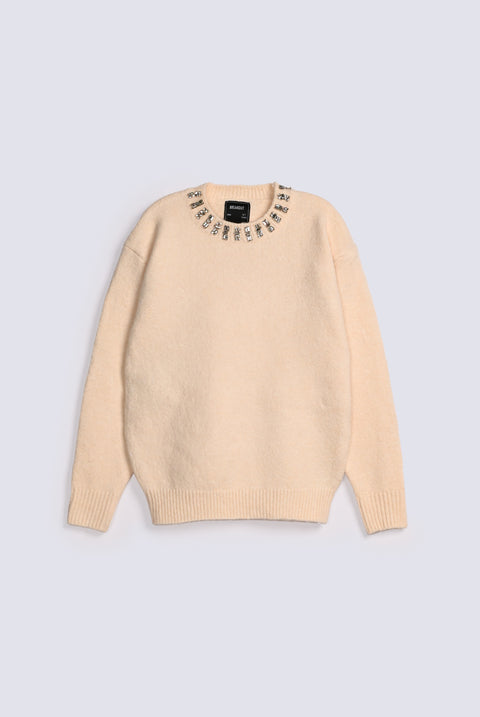 GIRLS EMBELLISHED NECK SWEATER