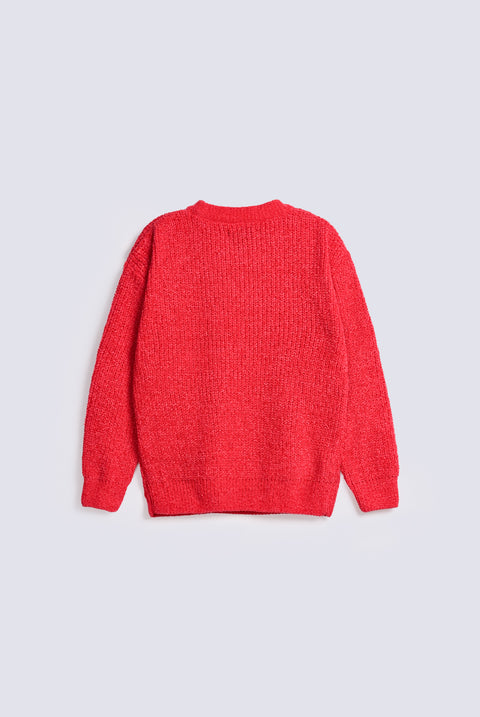 GIRLS DROP SHOULDER VELVET SWEATER
