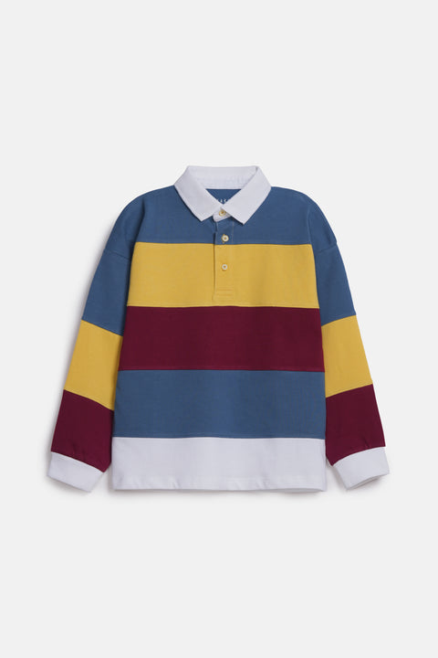 BOYS STRIPED FULL SLEEVE POLO