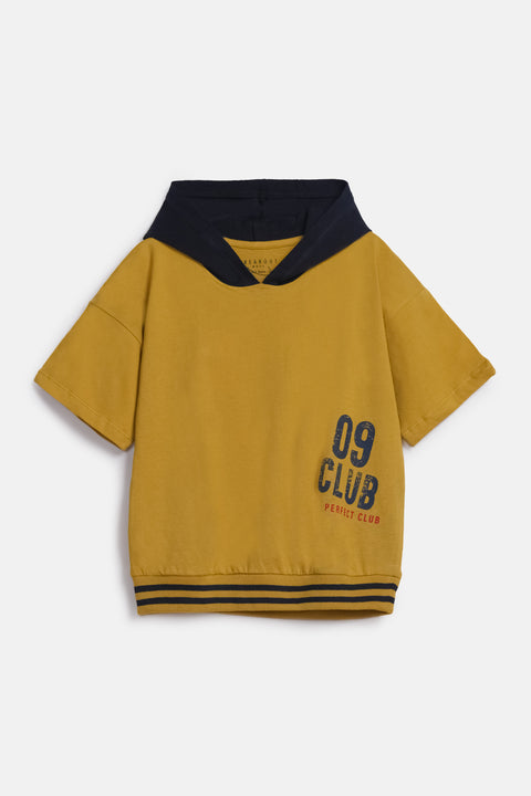 BOYS HOODED RIBBED TEE
