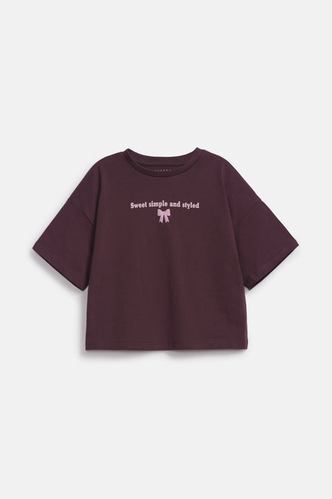 GIRLS BOXY TEXT GRAPHIC T-SHIRT